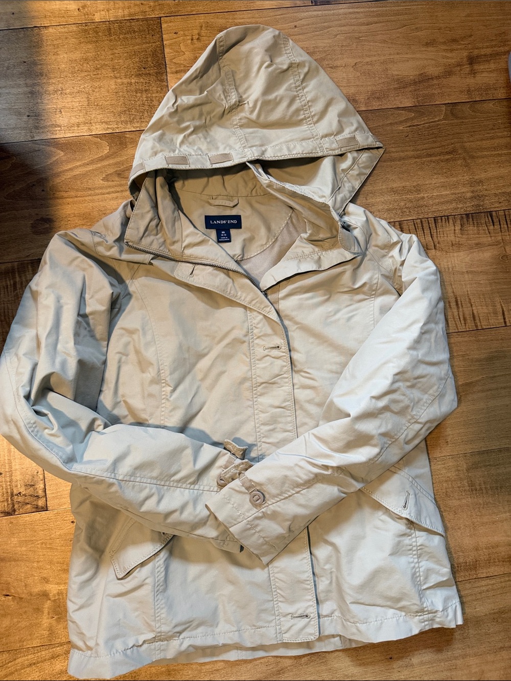 Lands' End Women's Hooded Trench Coat - Light Tan